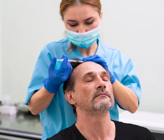 mature man going through follicular unit extraction process 4 3 Dental Implants